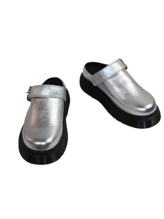 Dr. Martens Laketen Silver Leather Platform Chunky Convertible Sling Back Clog - Picture 5 of 10